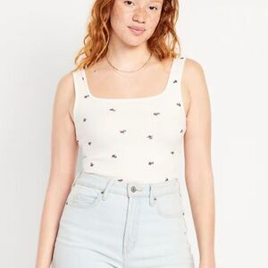 Old navy plus xxl size Ultra-Crop Rib-Knit Top White Floral Tank Top Womens plus